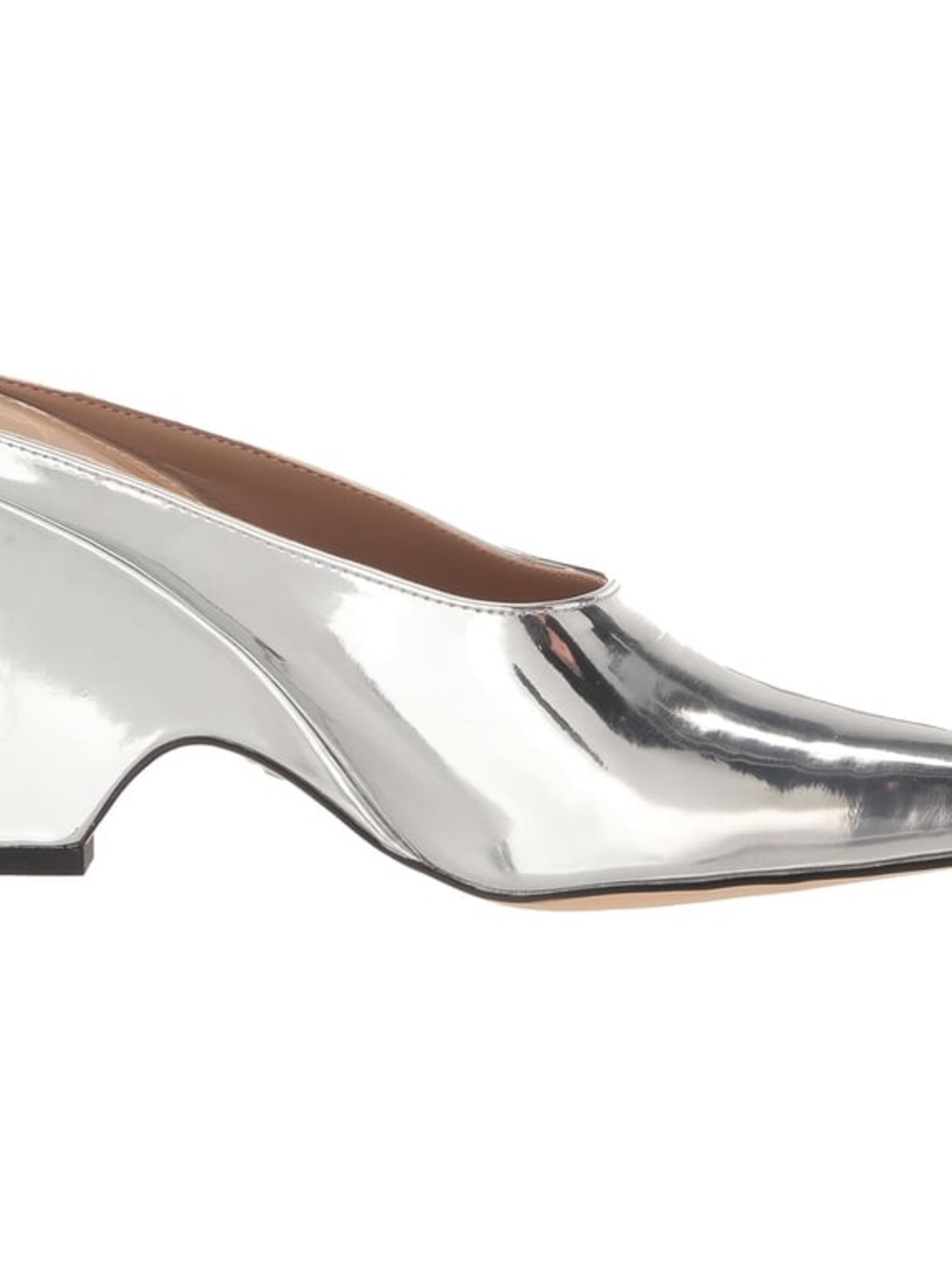 Sam Edelman Metallic Silver Low Curved Block Heel Pumps